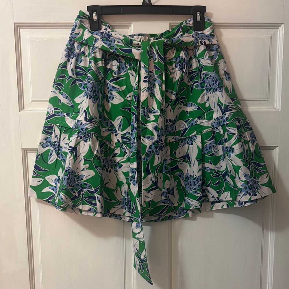 Anthropologie Floral Green Skirt